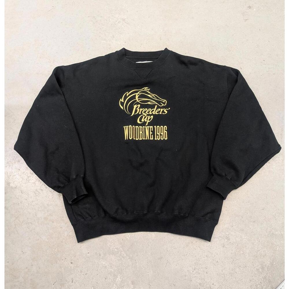 Vintage 1996 Woodbine Race Track Breeders Cup Black Sweater - Picture 1 of 6